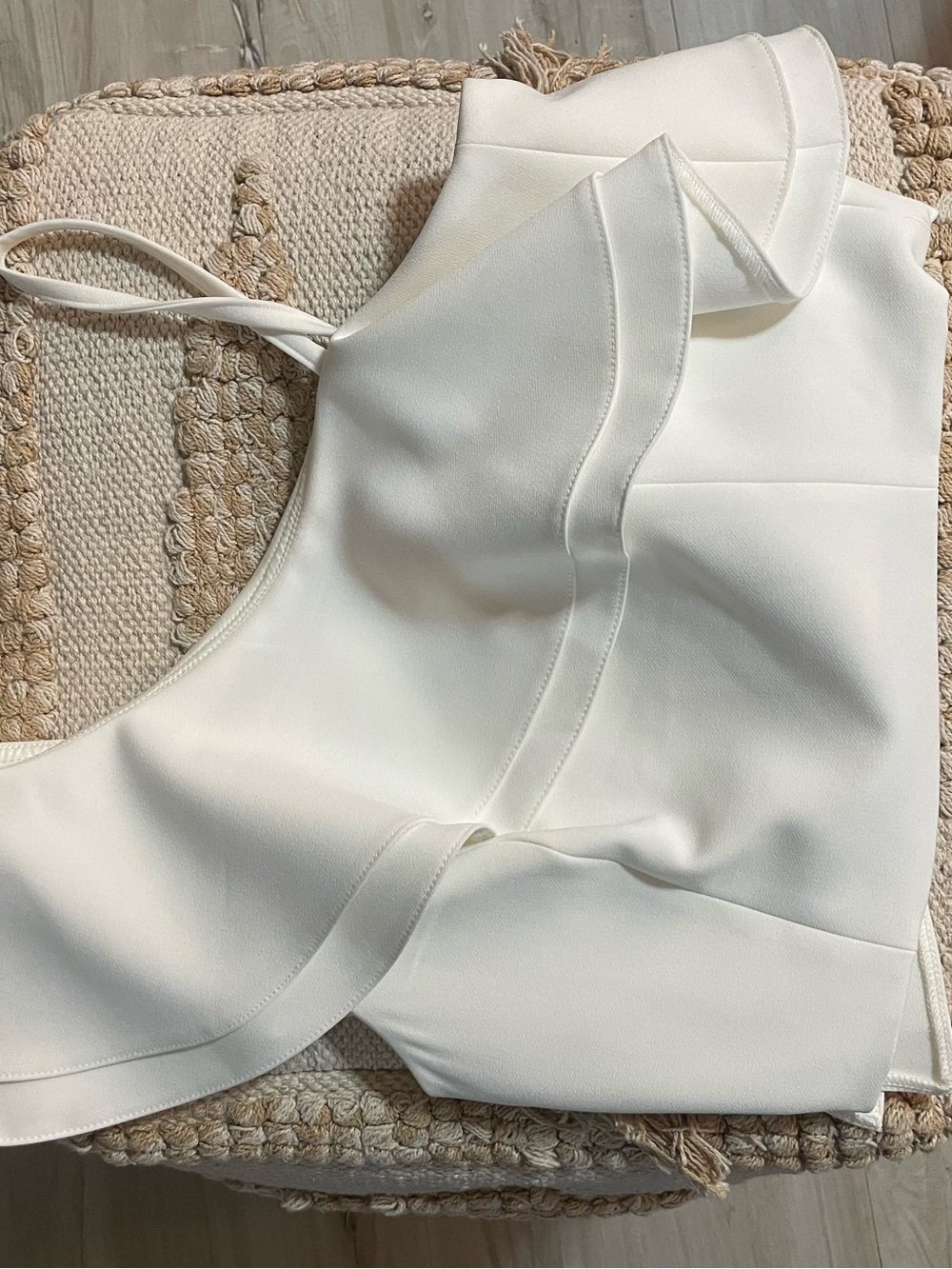 Topshop Cream Ruffle-Trim Sleeveless Top